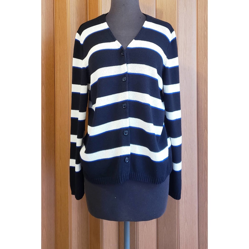Josephine Chaus size large black & white striped sweater